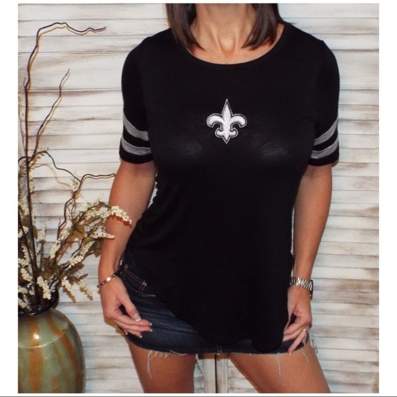 New Orleans Saints Fleur de Lis 1/2 Slv Black 2118 - Picture 5 of 5